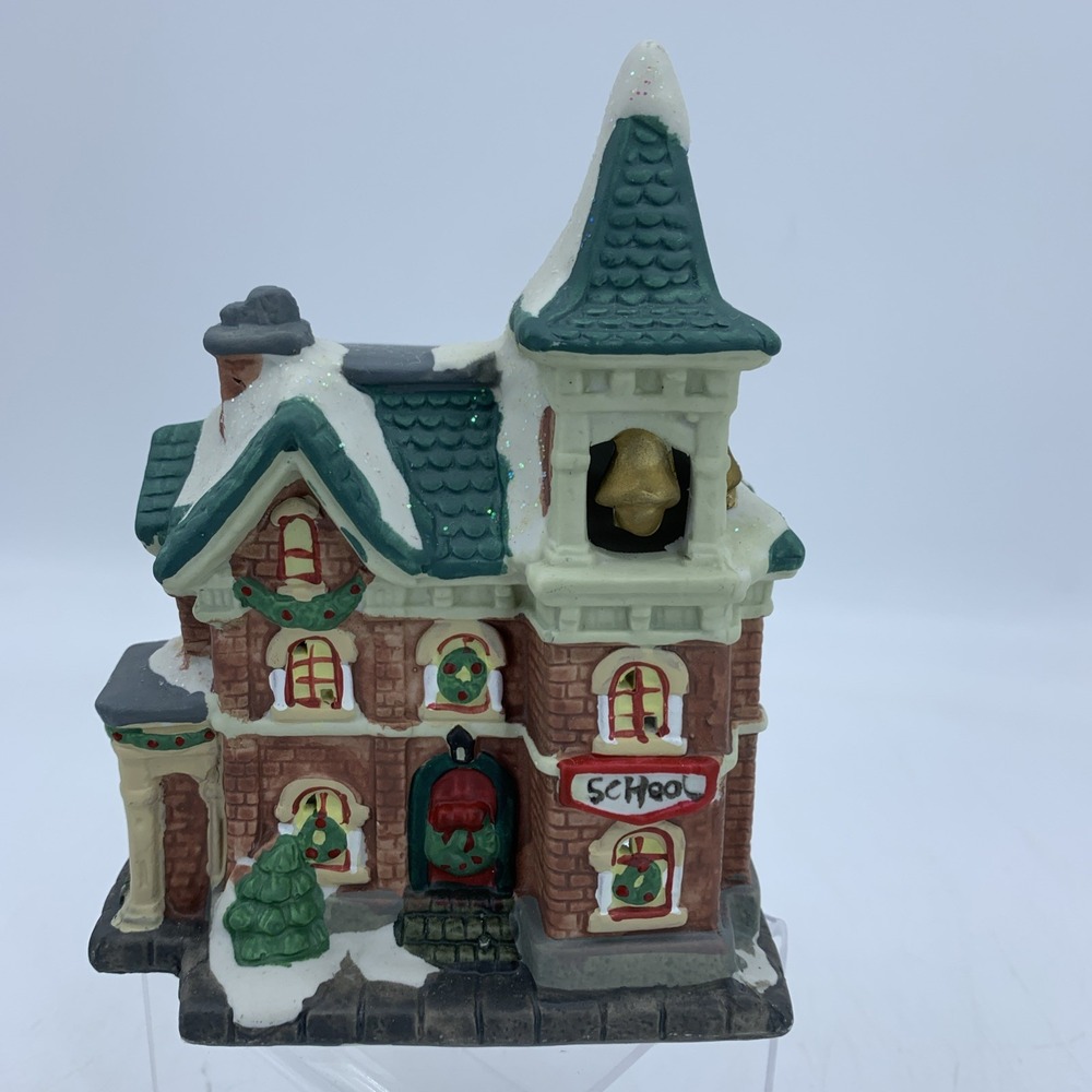 Vintage 2001 Cobblestone Corners Christmas Village School House Dollar Tree